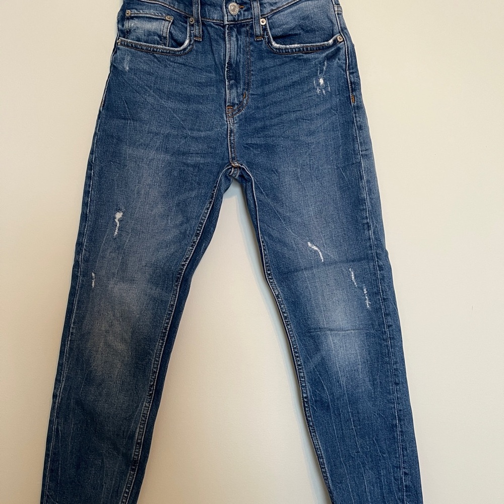 Zara Distressed Blue Skinny Jeans